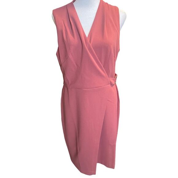 Tahari ASL Faux Wrap Sheath Dress Victorian Rose - Size 10 - Picture 2 of 6